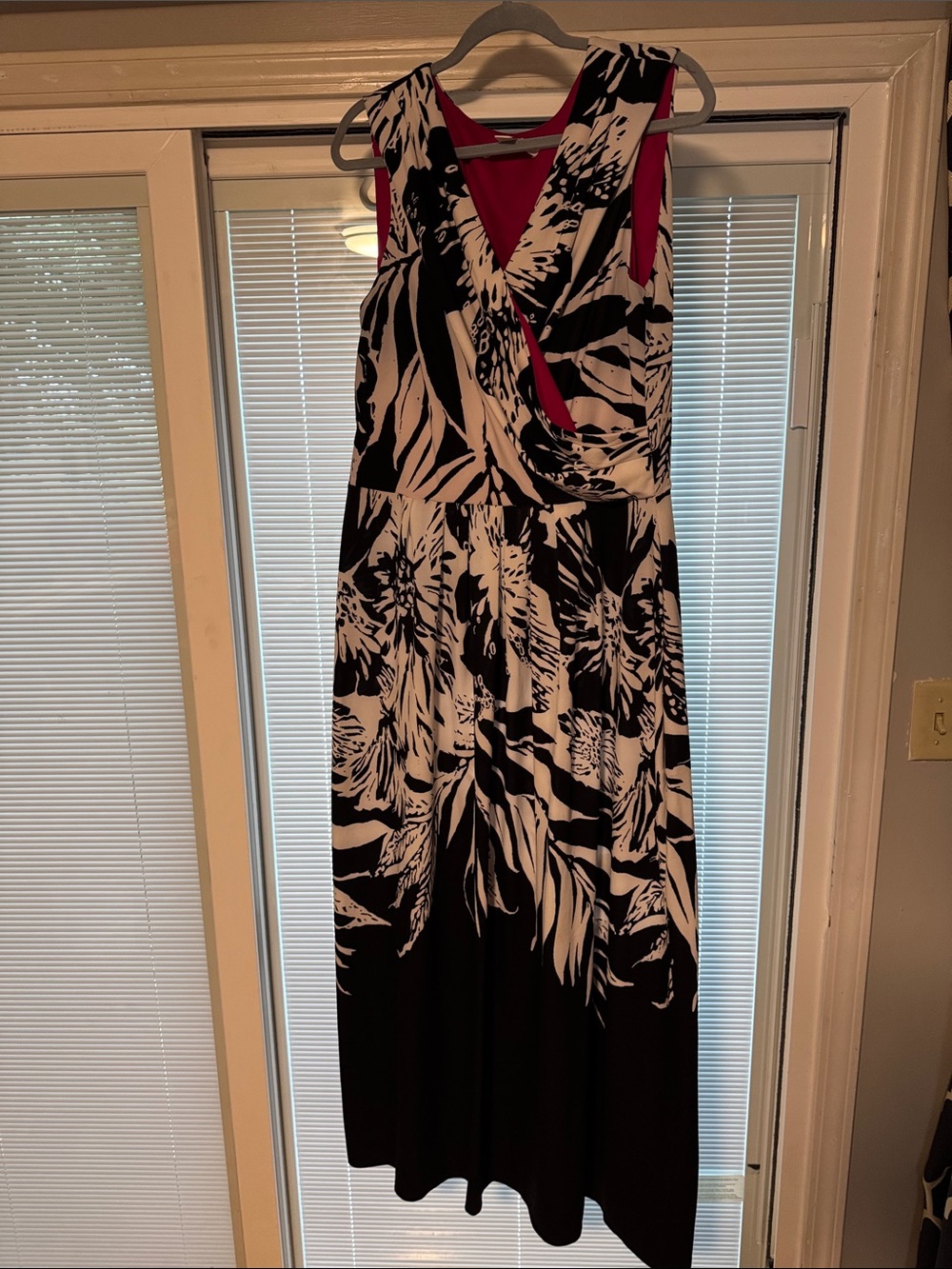 DR Collection Black & White Floral Maxi with Pink Accents